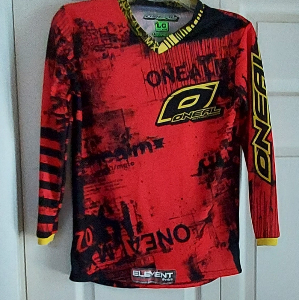 Oneal Motocross Jersey Kids Youth Large Element Series Red Black Big Graphics MX